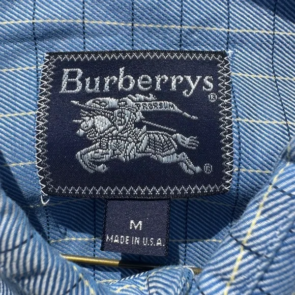 Burberry Men’s Blue Plaid Button Down Dress Shirt Size Medium - Picture 4 of 4